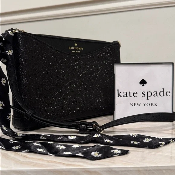 Kate Spade Shimmy Glitter Black Sparkle Crossbody - Picture 1 of 17